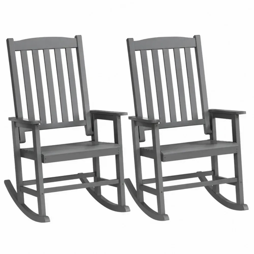 Garten Schaukelstuhl 2er Set mit Armlehnen 66 x 86 x 110 cm HDPE Kunststoff Grau