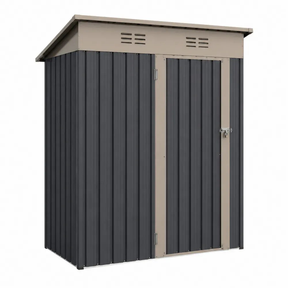 Gartenschuppen Gerätehaus mit Tür 190 x 124 x 181 cm verzinktes Stahlblech rechteckig dunkelgrau taupe