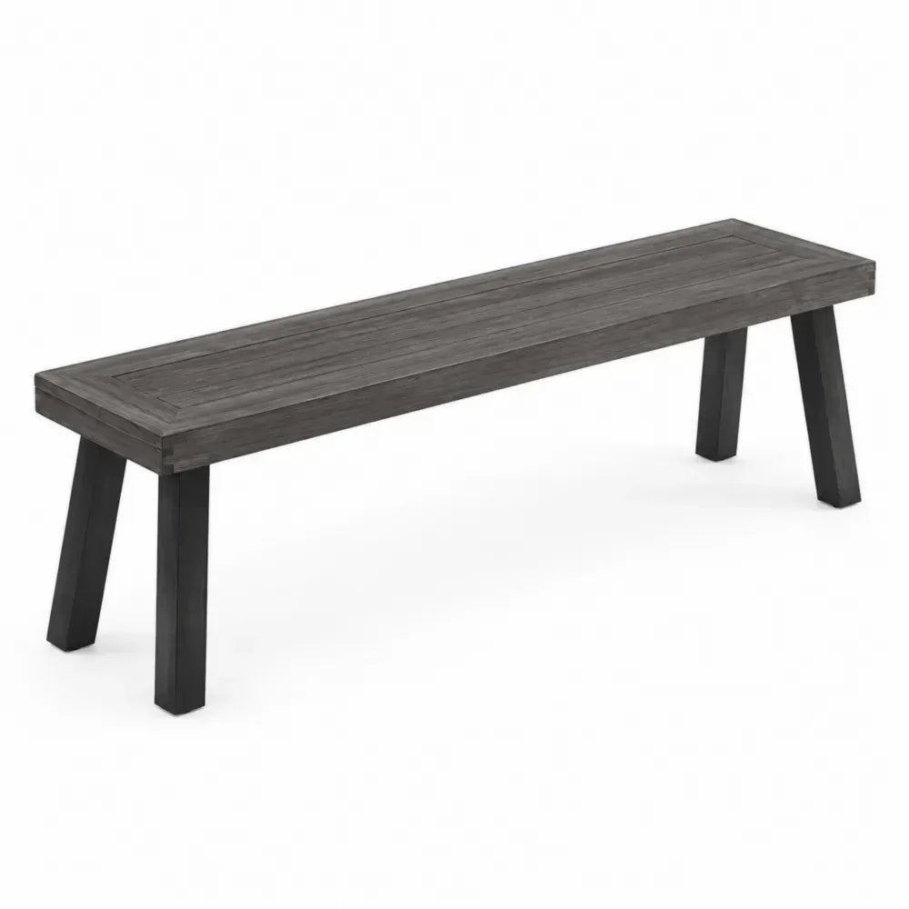 Gartenbank ohne Rückenlehne 150 x 35 x 45 cm Akazien Massivholz rechteckig dunkelgrau