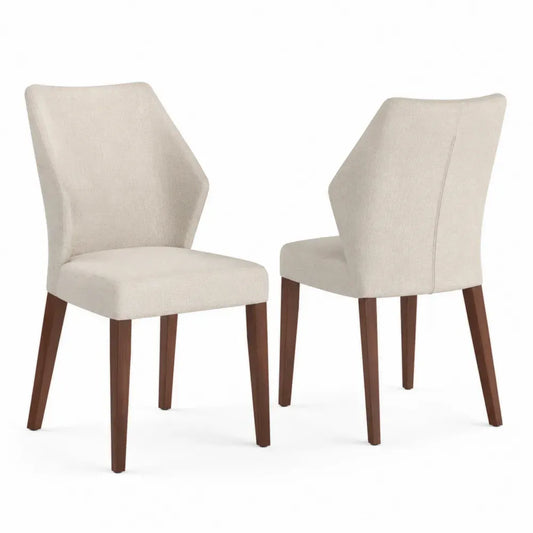 Esszimmerstühle 2er Set gepolstert 56 x 60 x 86 cm Polyestergewebe Kautschukholz rechteckig beige braun