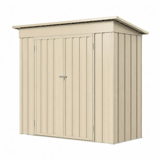 Gartenschuppen Geräteschuppen mit Doppeltür Pultdach verzinktes Stahlblech rechteckig Cremebeige Silberfarben 213 x 130 x 173 cm