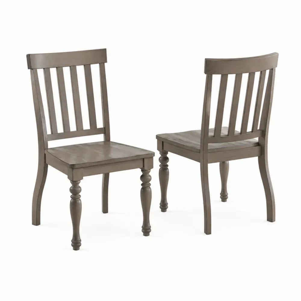 Esszimmerstühle 2er Set Holzstühle 47 x 53 x 95 cm massives Kautschukholz Lattenrücken graubraun