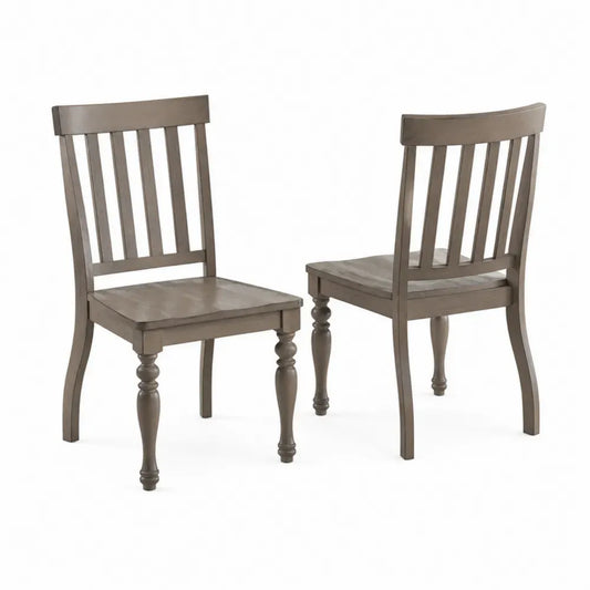 Esszimmerstühle 2er Set Holzstühle 47 x 53 x 95 cm massives Kautschukholz Lattenrücken graubraun